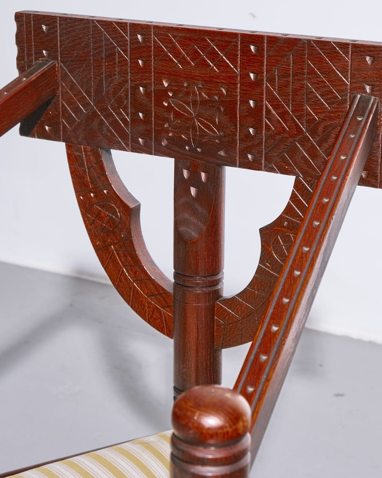 Swedish, Carved Oak Corner Chair