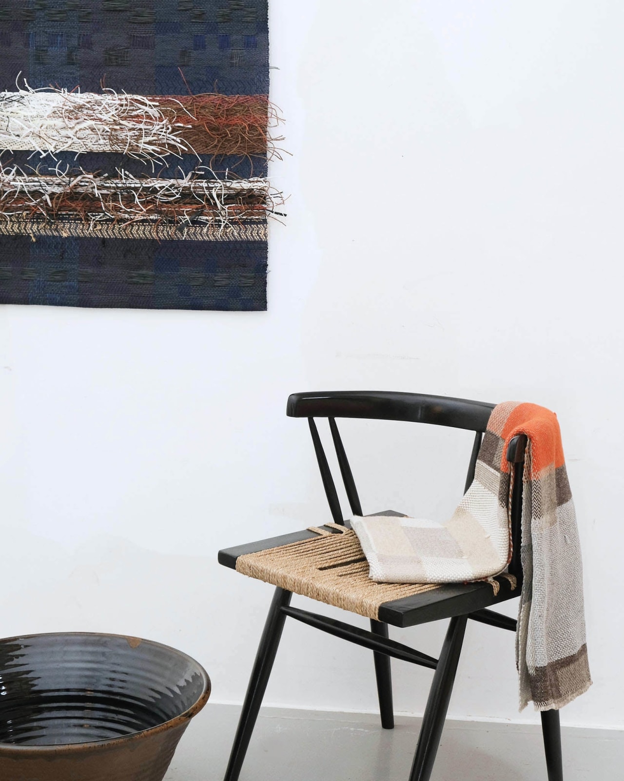 Catarina Riccabona, Handwoven Throw - Orange and Pale Blue