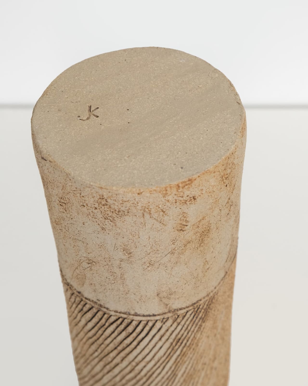 Jane Kite, Tall Vase with Diagonal Sgraffito Detailing