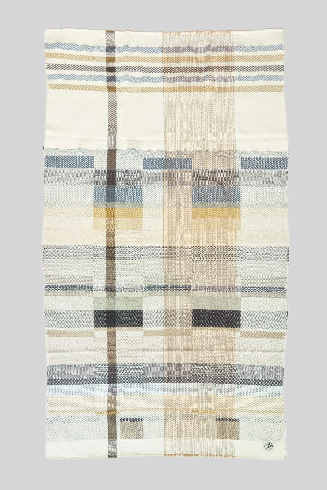 Catarina Riccabona, Handwoven Throw - Black, Blue and Ochre