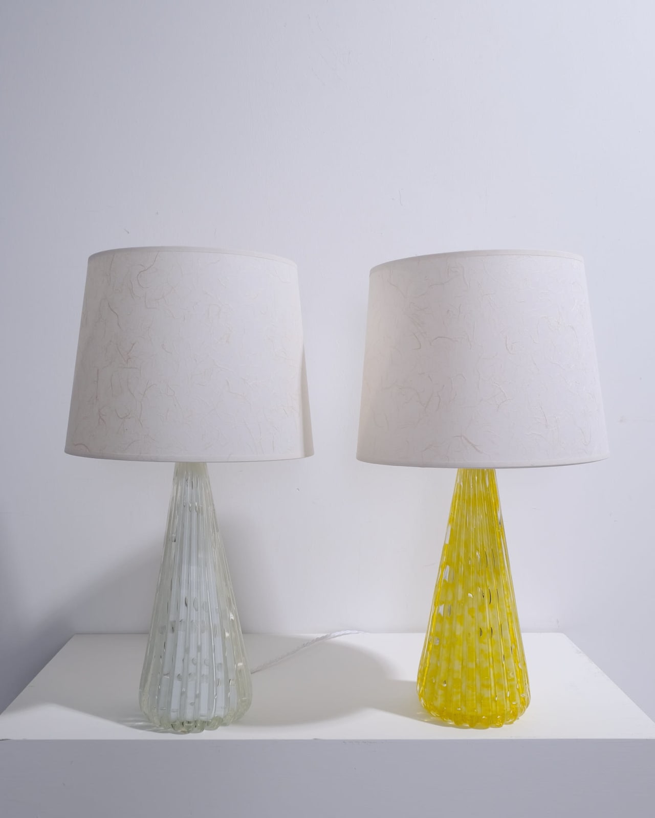 Archimede Seguso, Yellow Bullicante Glass Lamp