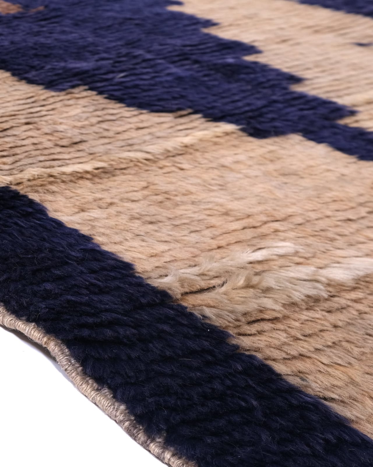 Turkish, Vintage ecru and blue rug