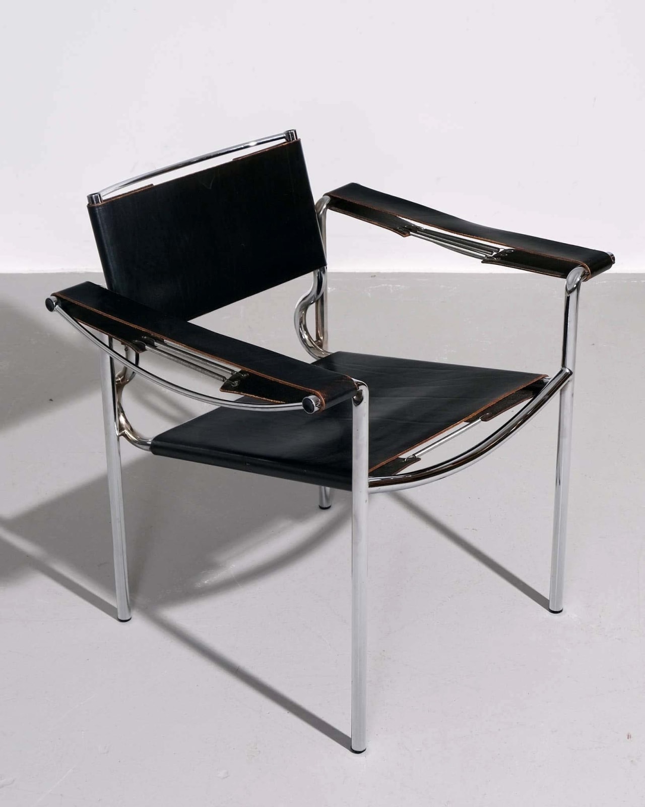Giandomenico Belotti, 'Spaghetti' Armchair in Hide Leather and Chrome