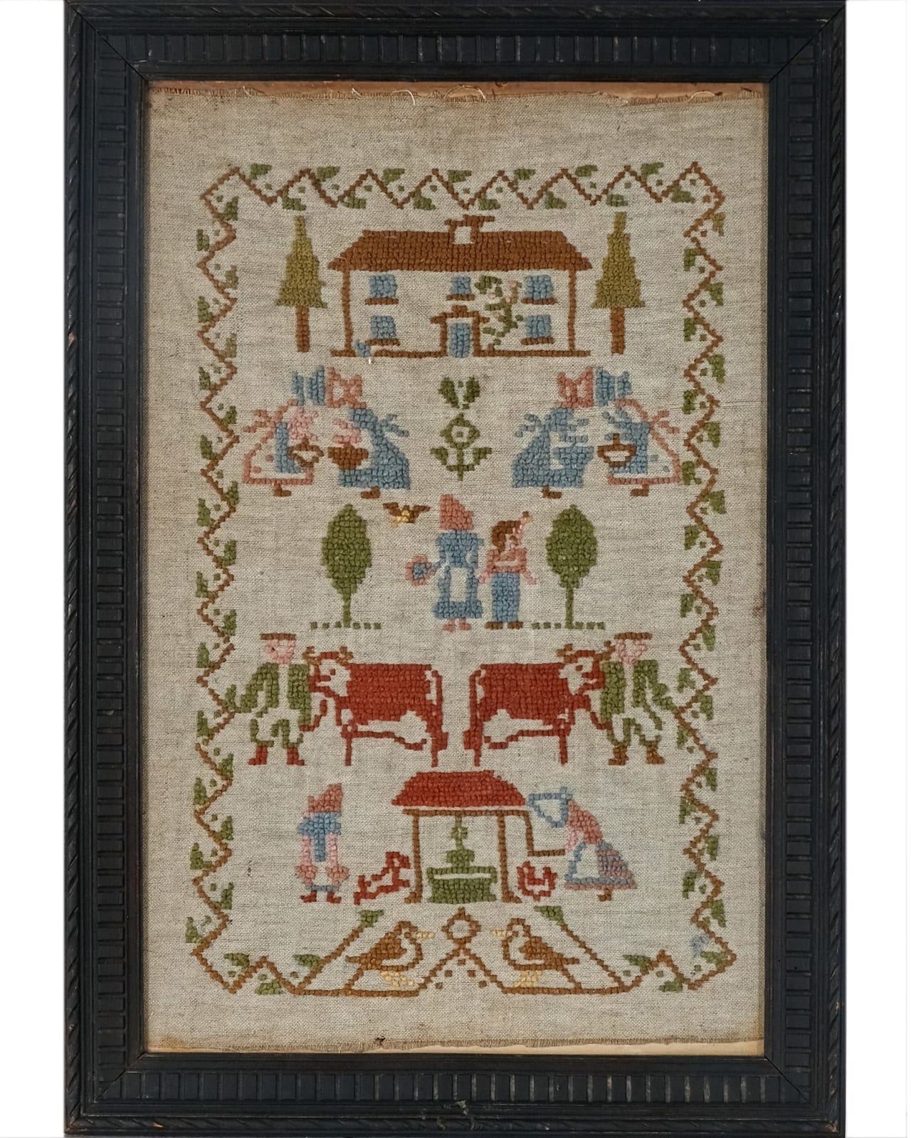19th Century British, Cross-stitch Needlework Sampler