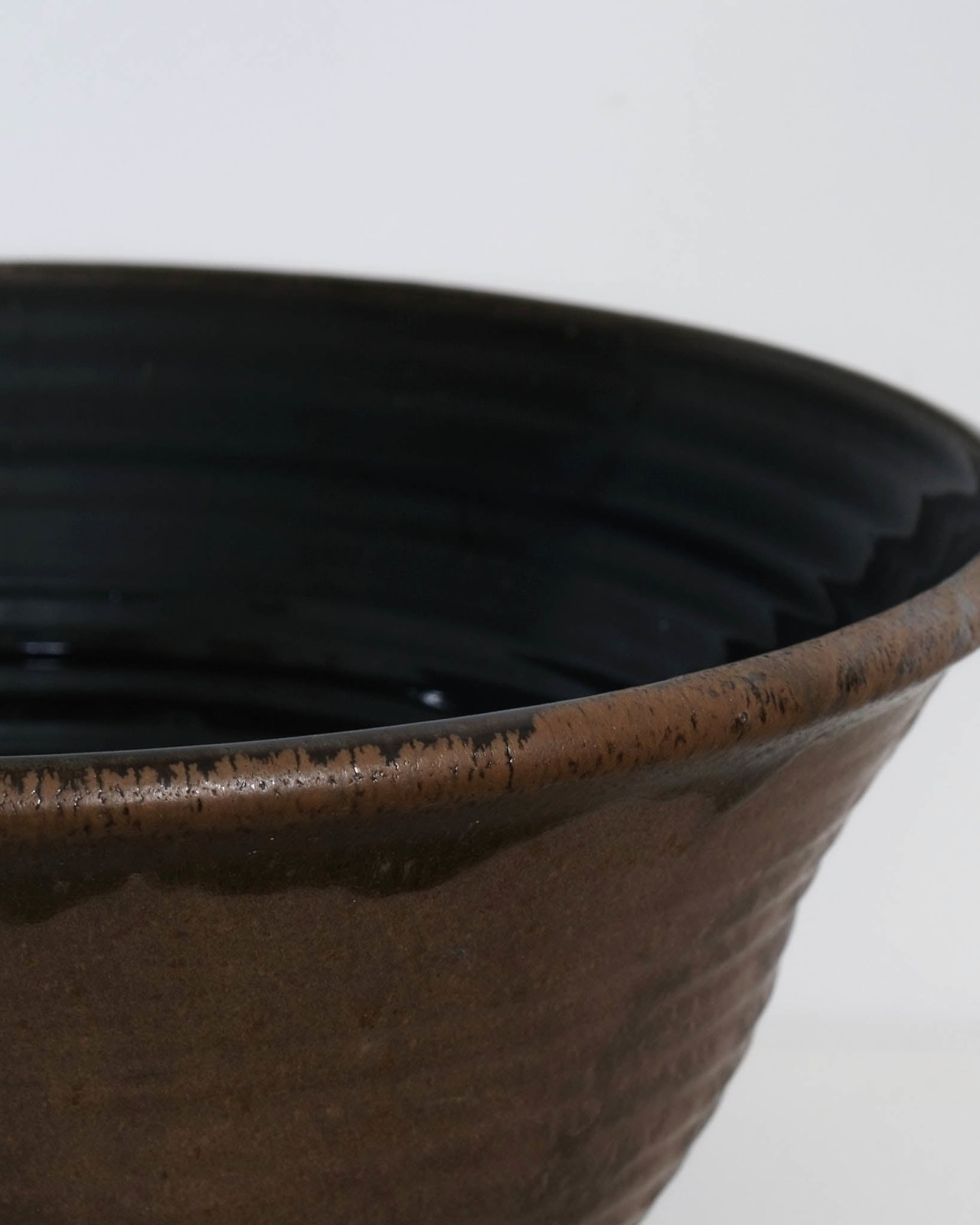 European Studio Pottery, Large bowl with Black Glaze to interior