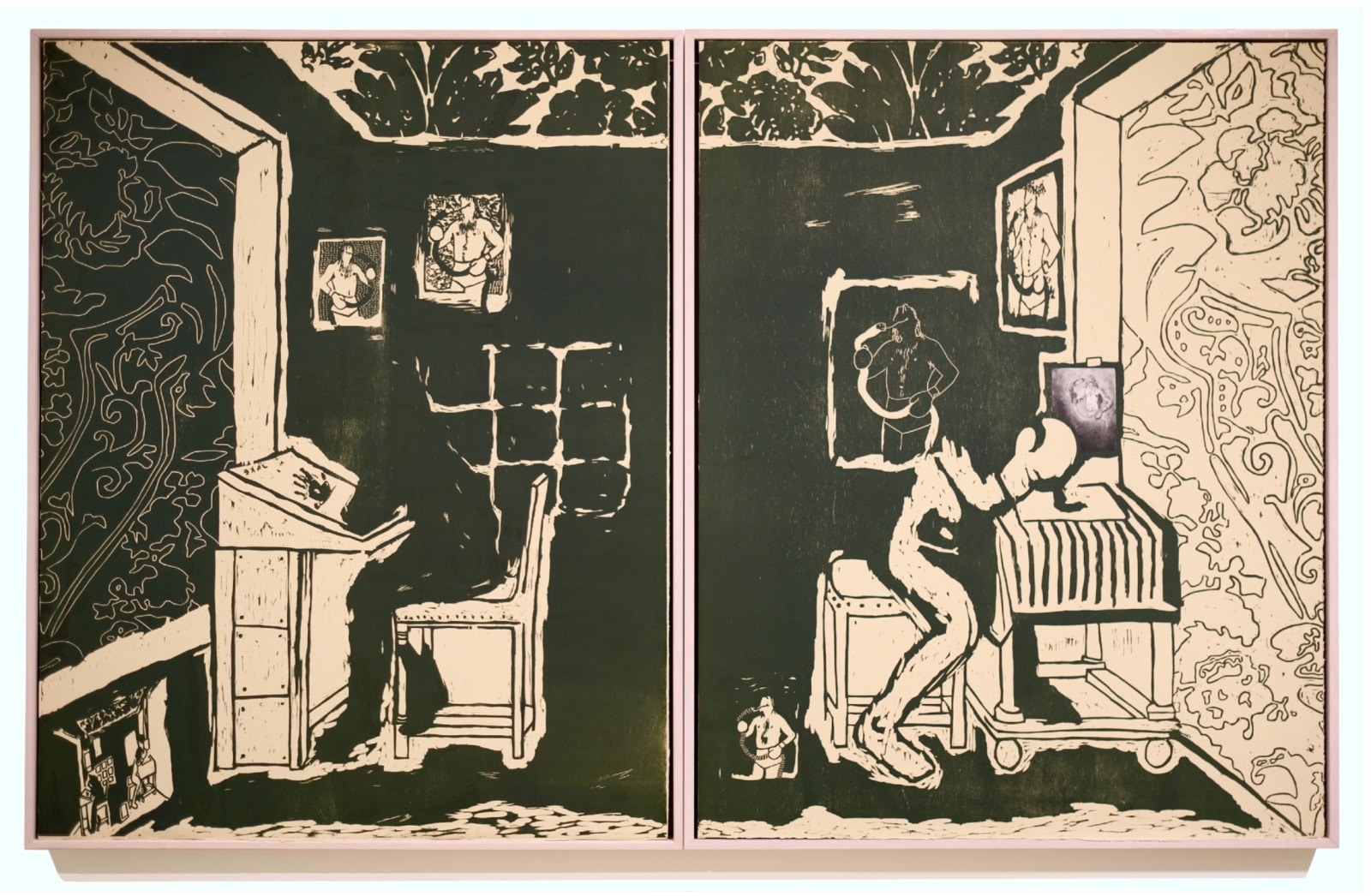 Jake Garfield, Two Men Making Prints (framed)