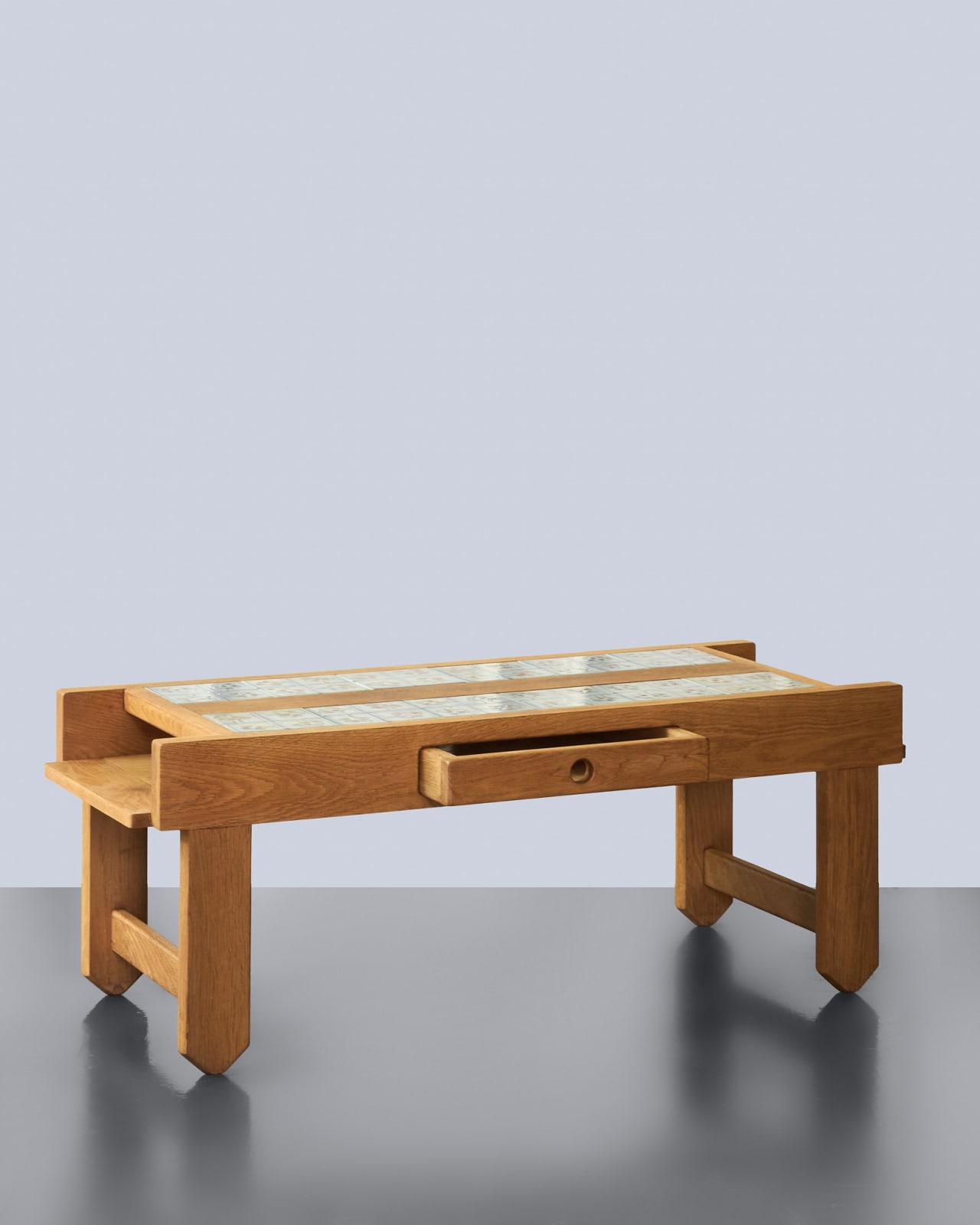 Guillerme et Chambron, Tiled Coffee Table With Drawer