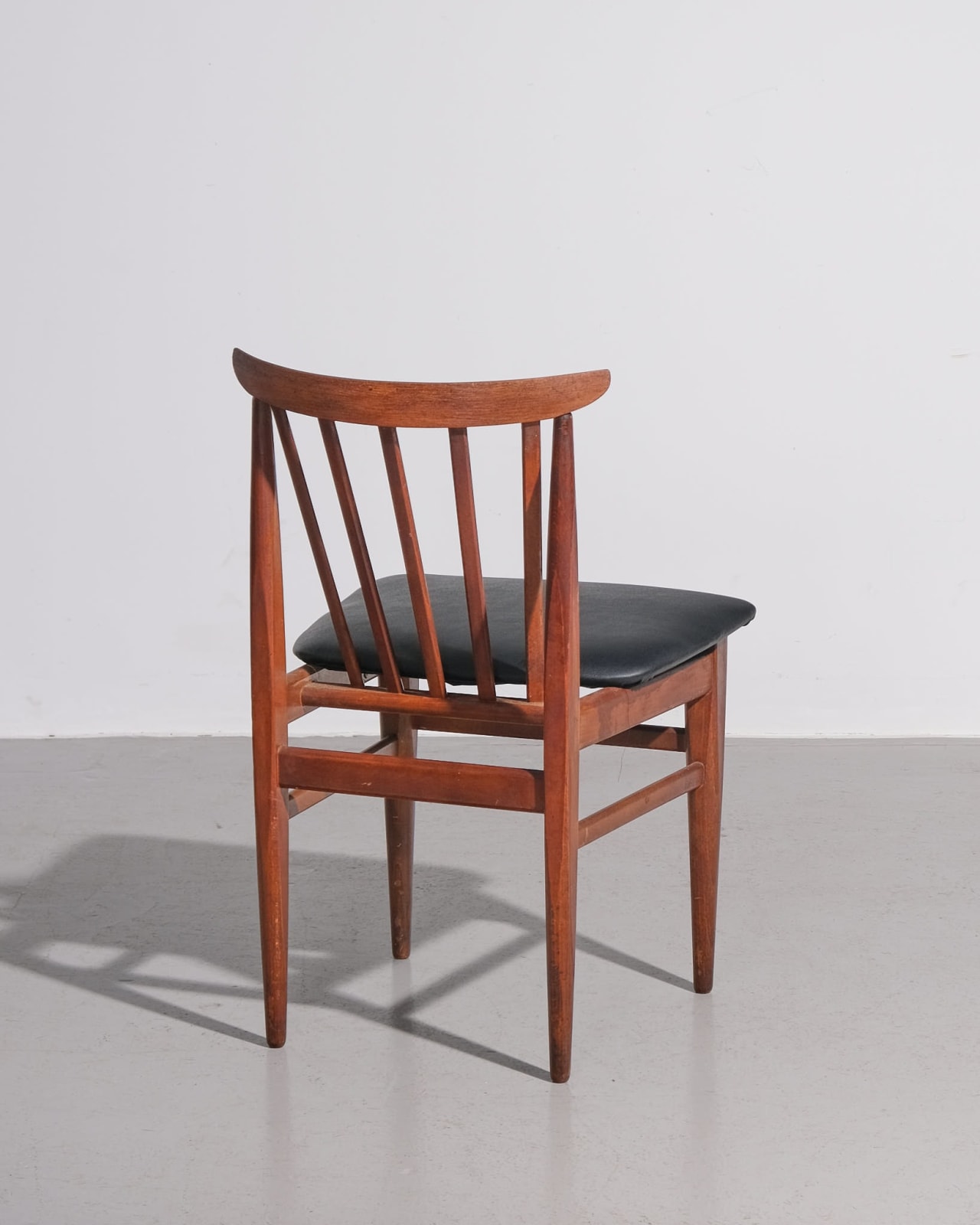 British, Set of 4 Teak and Leather Dining Chairs