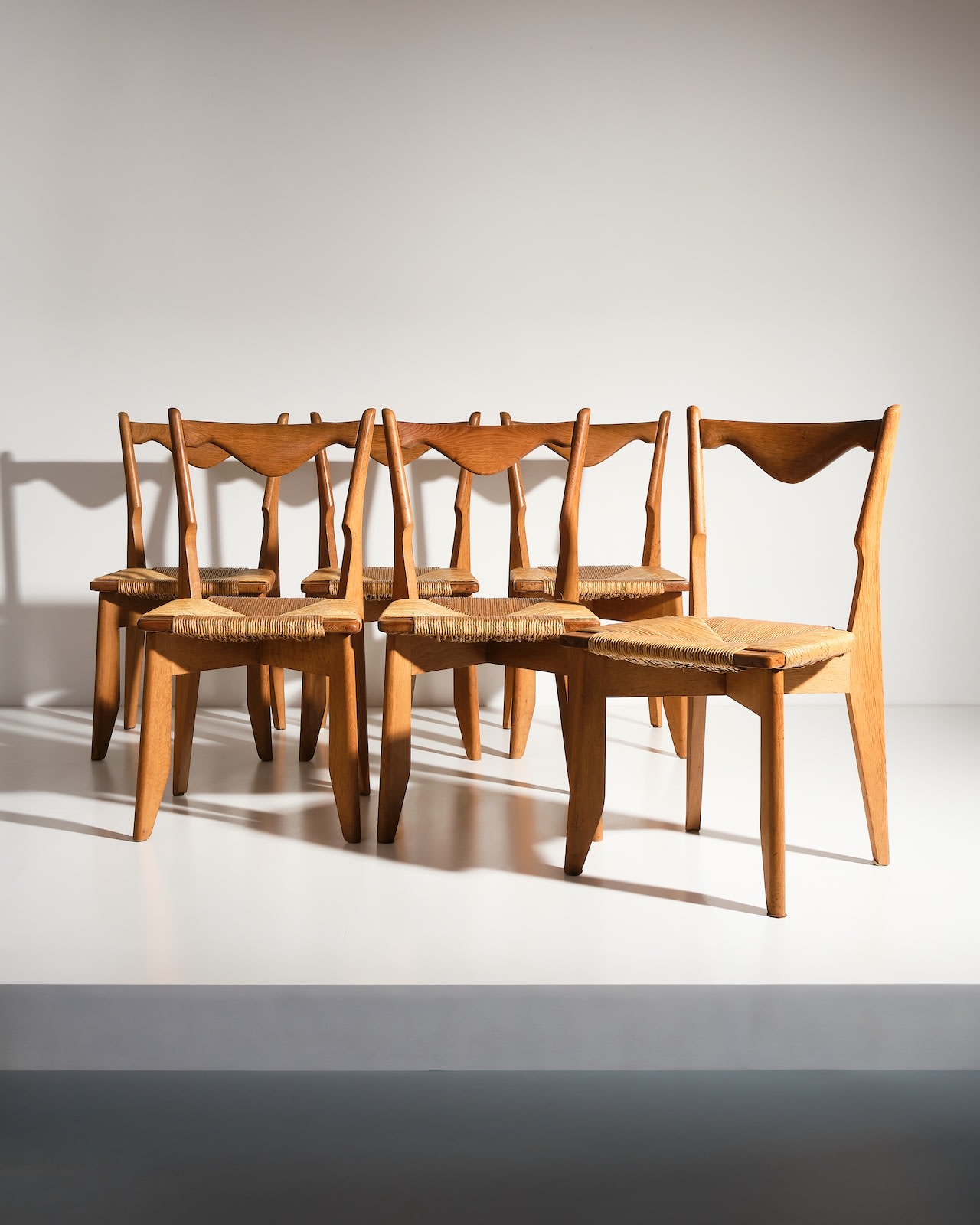 Guillerme et Chambron, Set of Six Dining Chairs