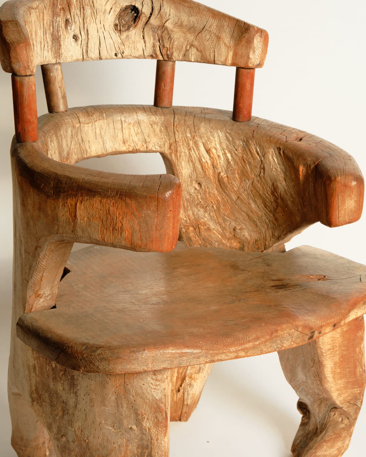 20th Century European, Wooden 'dugout' chair