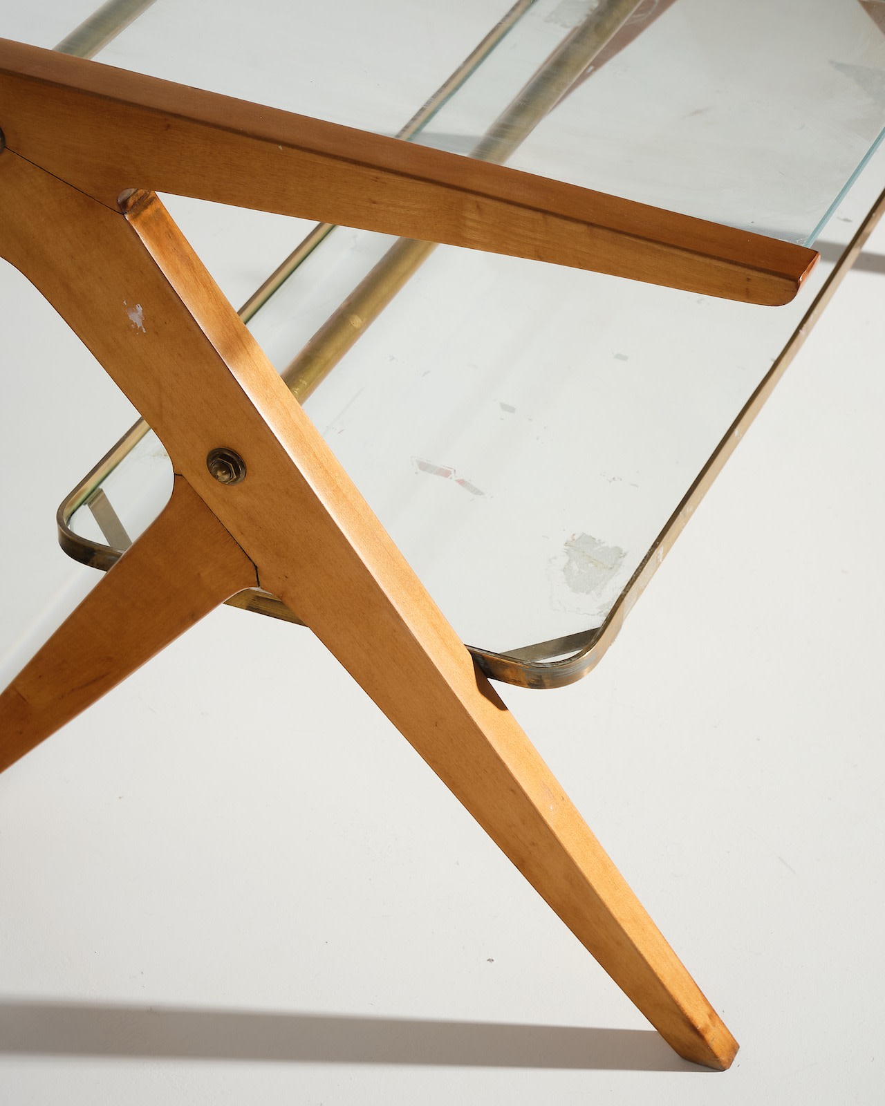 Italian, Rectangular side table with glass shelves