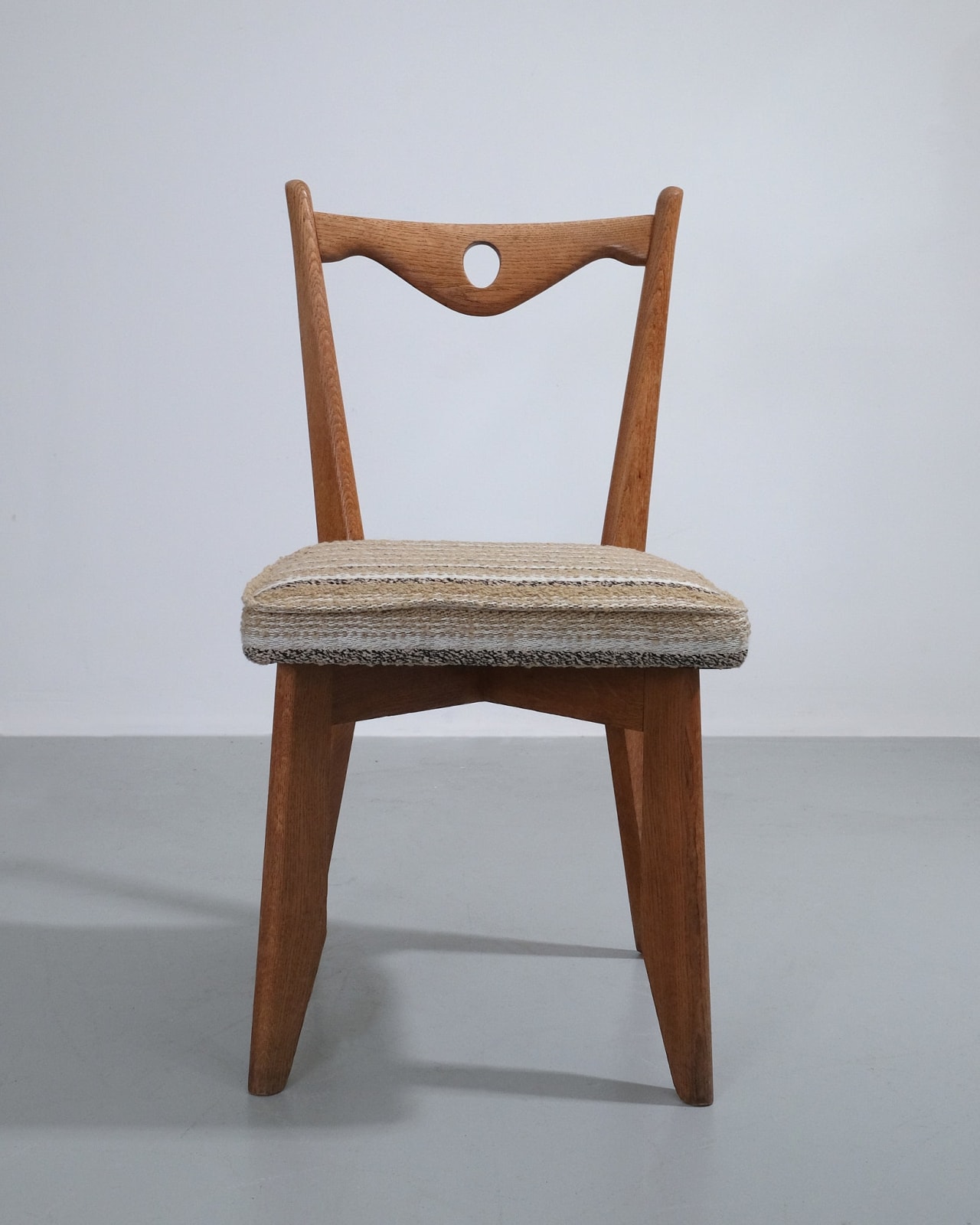 Guillerme et Chambron, Pair of Dining Chairs With Circular Cut-out Detail
