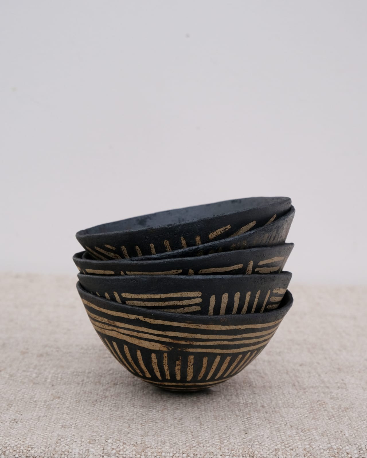 Jane Kite, Decorative Resist Brushwork Bowl (Light Double Stripe)