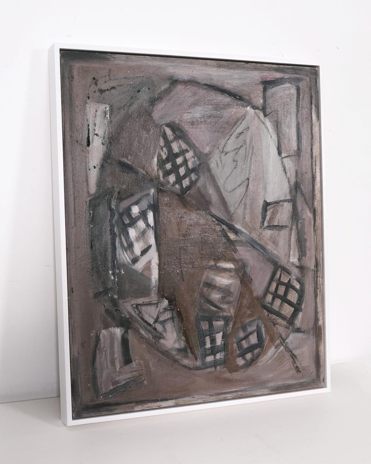 Doreen Heaton, Taupe & Black Abstract Circle