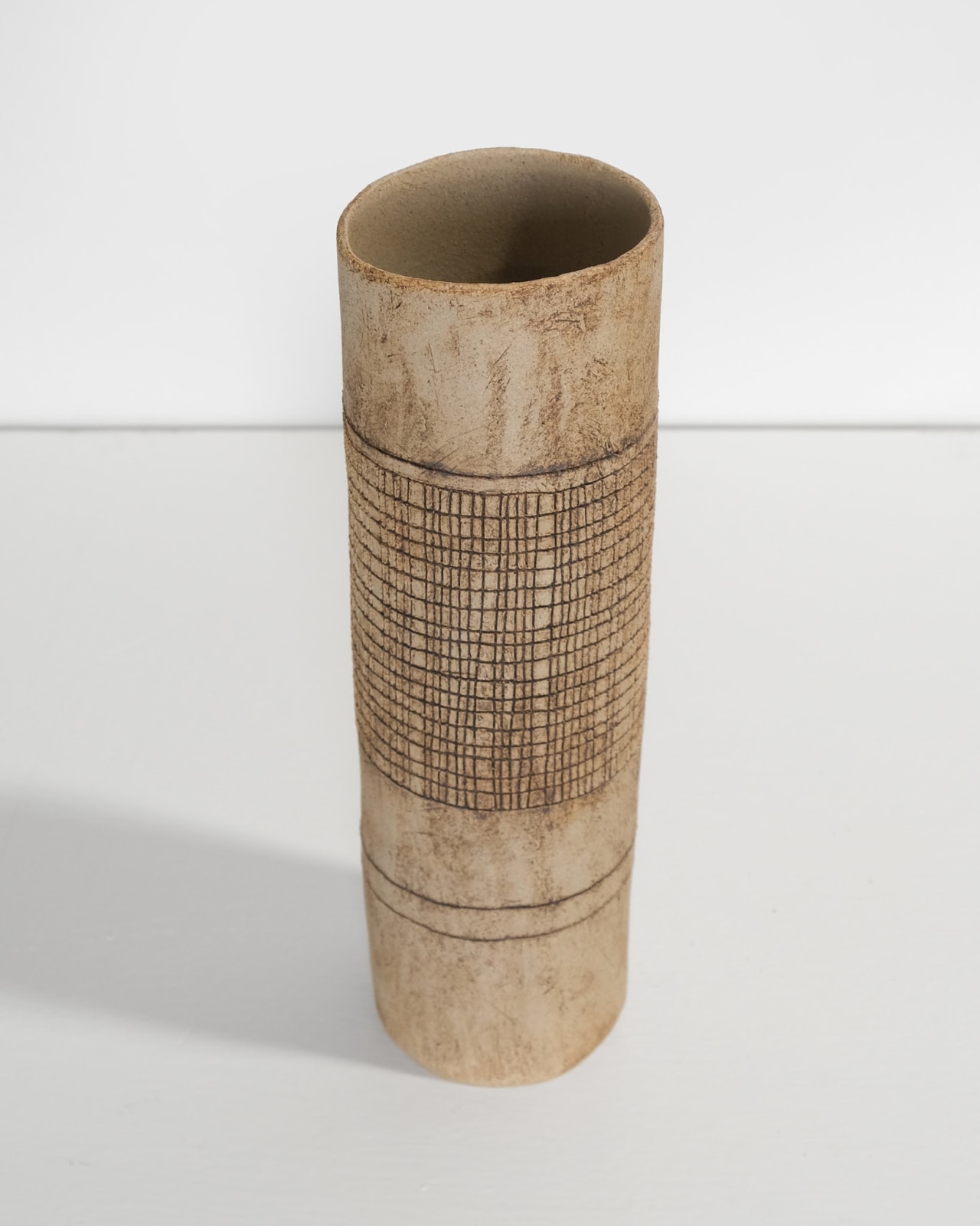 Jane Kite, Tall Vase with Crosshatch Sgraffito Detailing