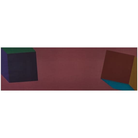 Sol LeWitt, Two Cubes with Colors Superimposed (Red)