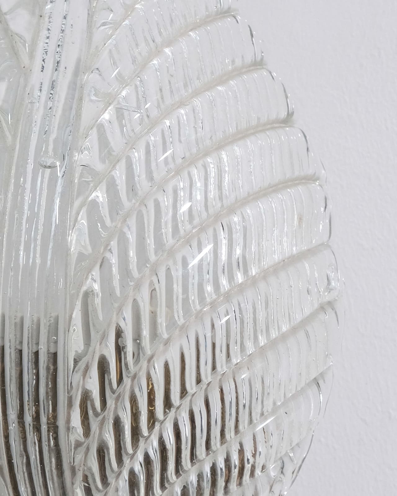 Archimede Seguso, Pair of ribbed leaf wall lights