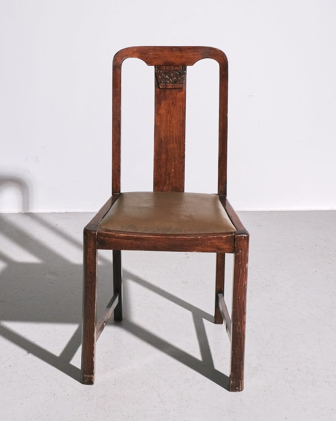 Scandinavian, Oak Side Chair with Leather Seat