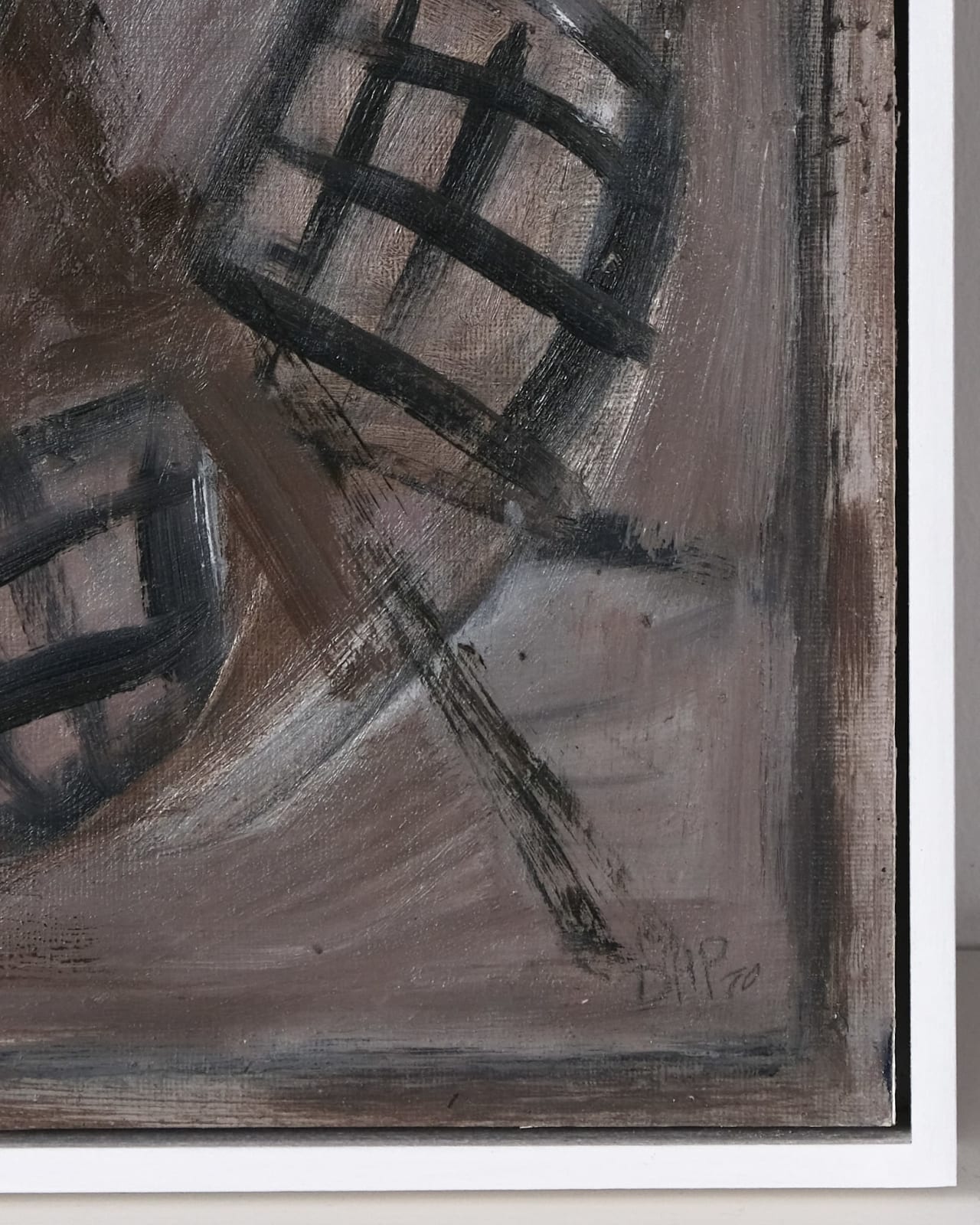 Doreen Heaton, Taupe & Black Abstract Circle