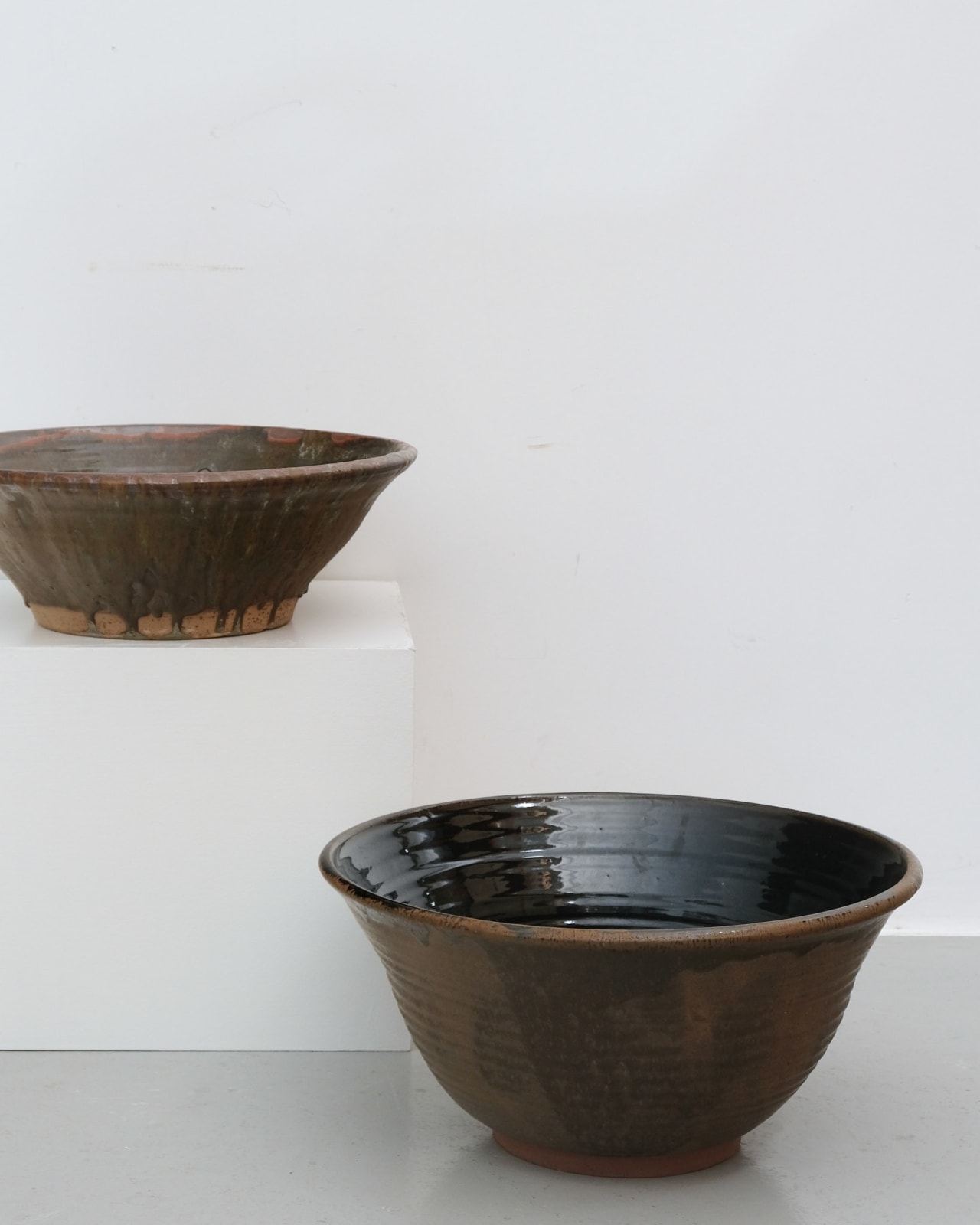 European Studio Pottery, Large bowl with Black Glaze to interior