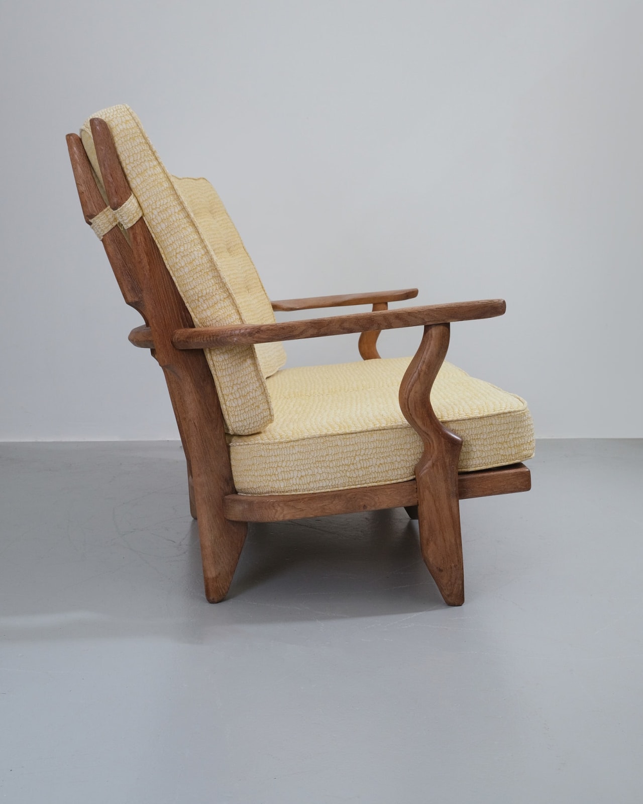 Guillerme et Chambron, Oak Sofa With Buttoned Backrest Cushion