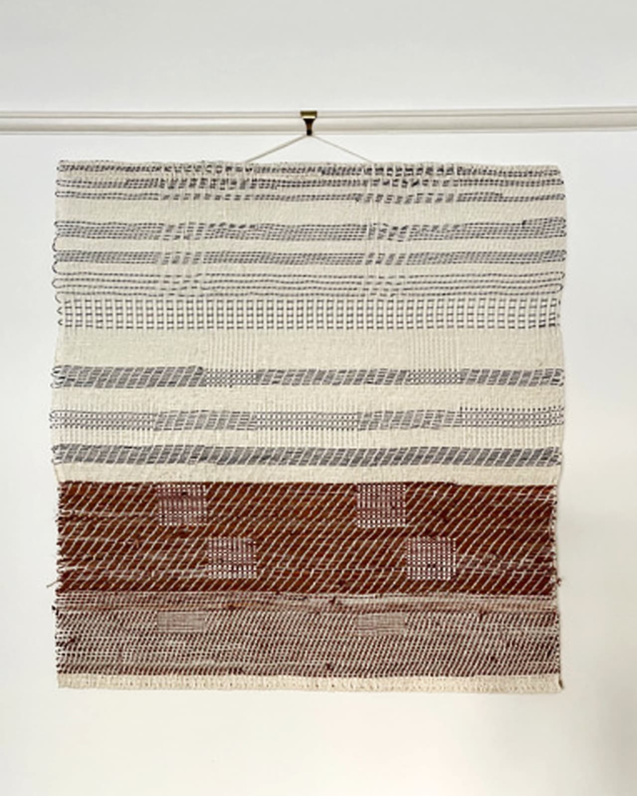 Catarina Riccabona, Handwoven 'Black & White with Caramel Brown' wall panel