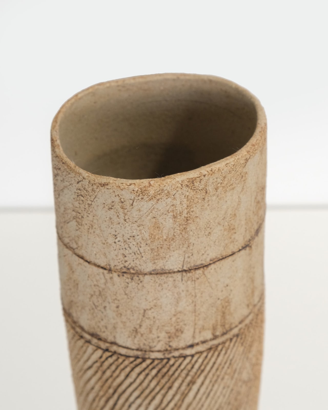 Jane Kite, Tall Vase with Diagonal Sgraffito Detailing