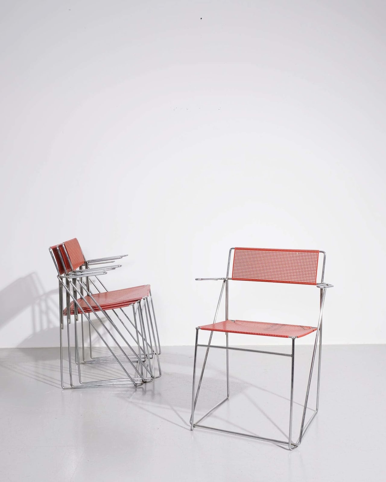 Niels Jørgen Haugesen, Set of 4 Metal Dining Chairs