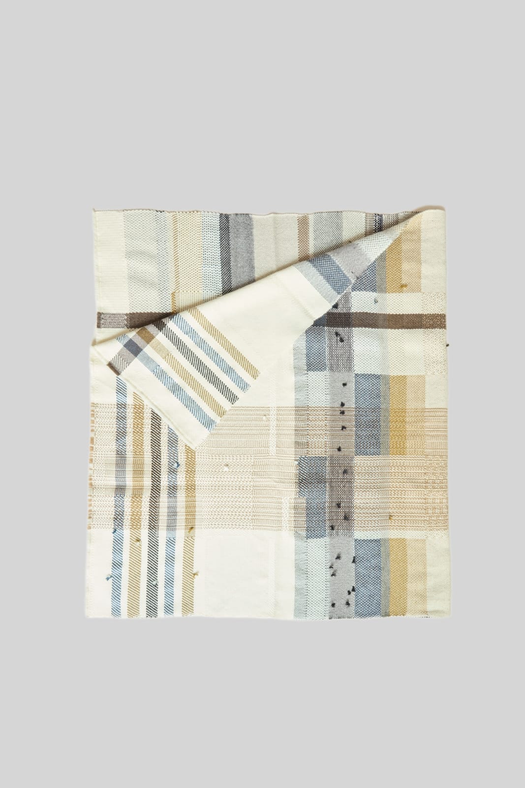 Catarina Riccabona, Handwoven Throw - Black, Blue and Ochre