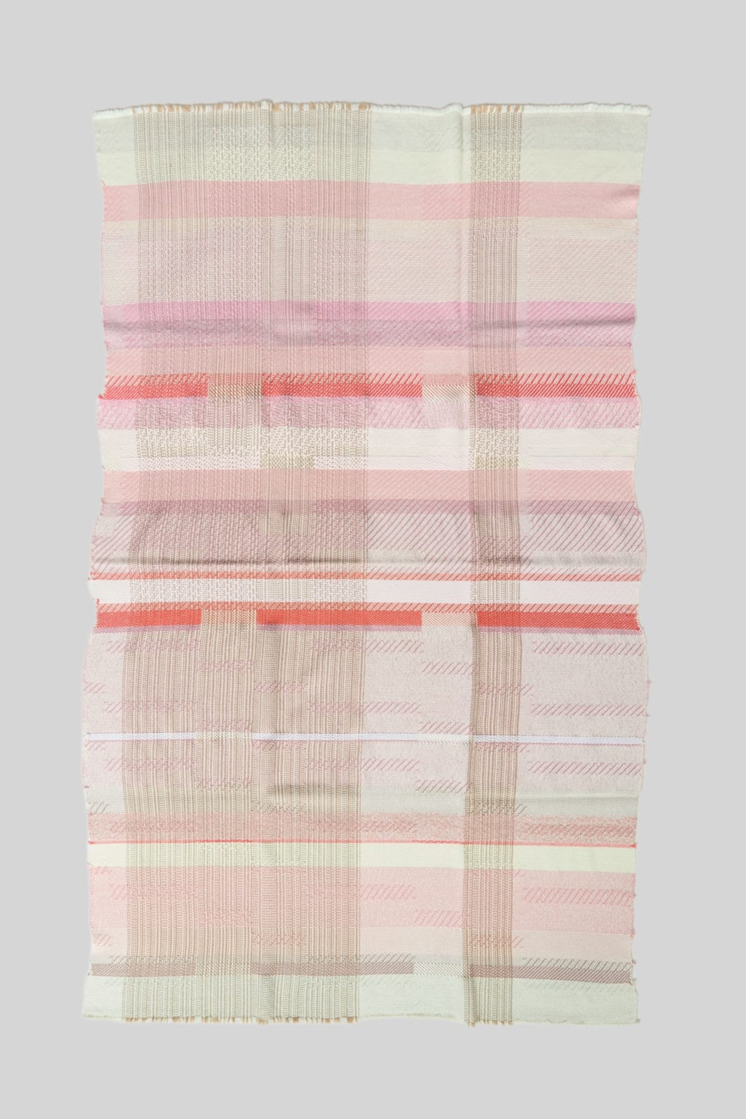 Catarina Riccabona, Handwoven Throw - Pinks with Vivid Red