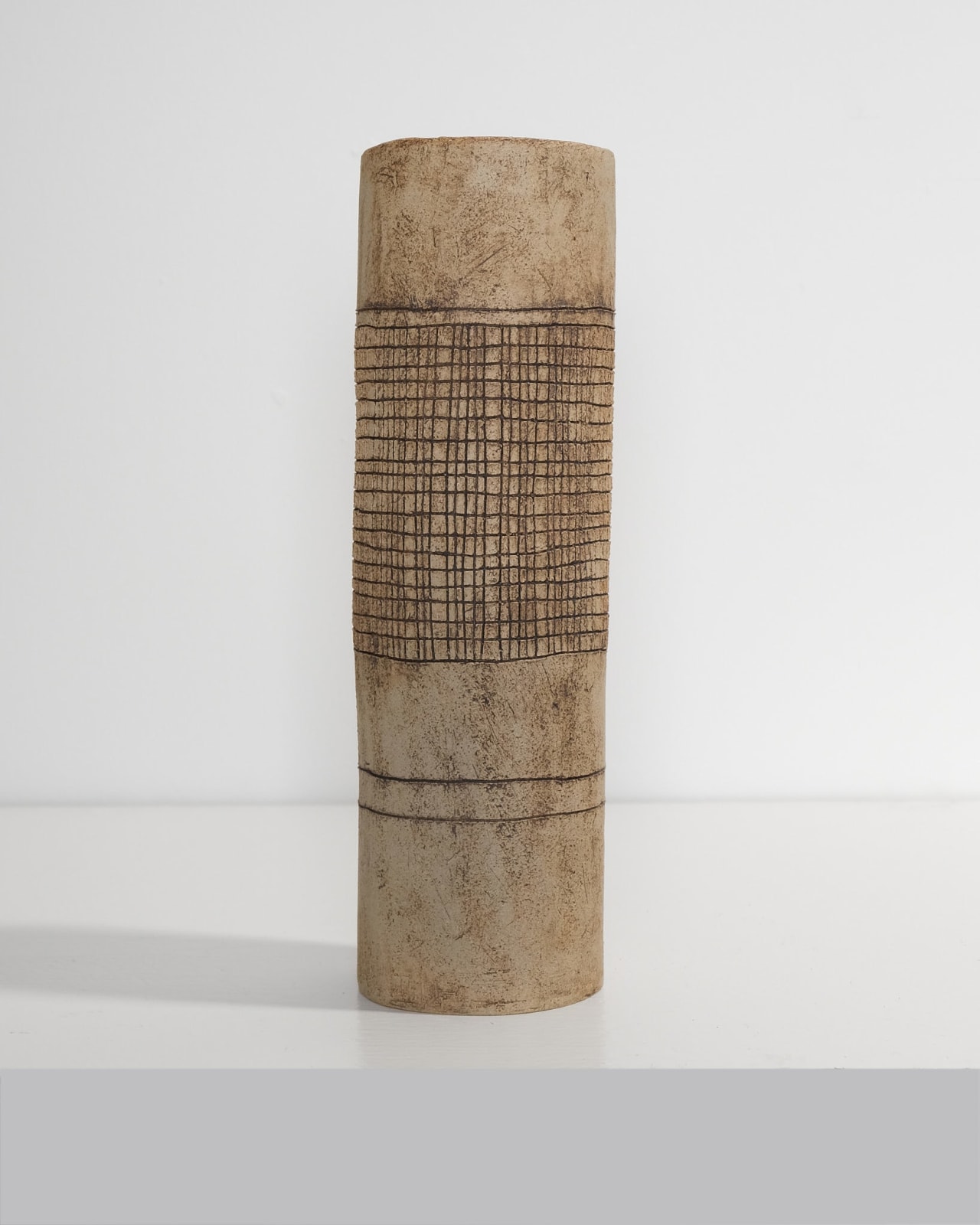 Jane Kite, Tall Vase with Crosshatch Sgraffito Detailing