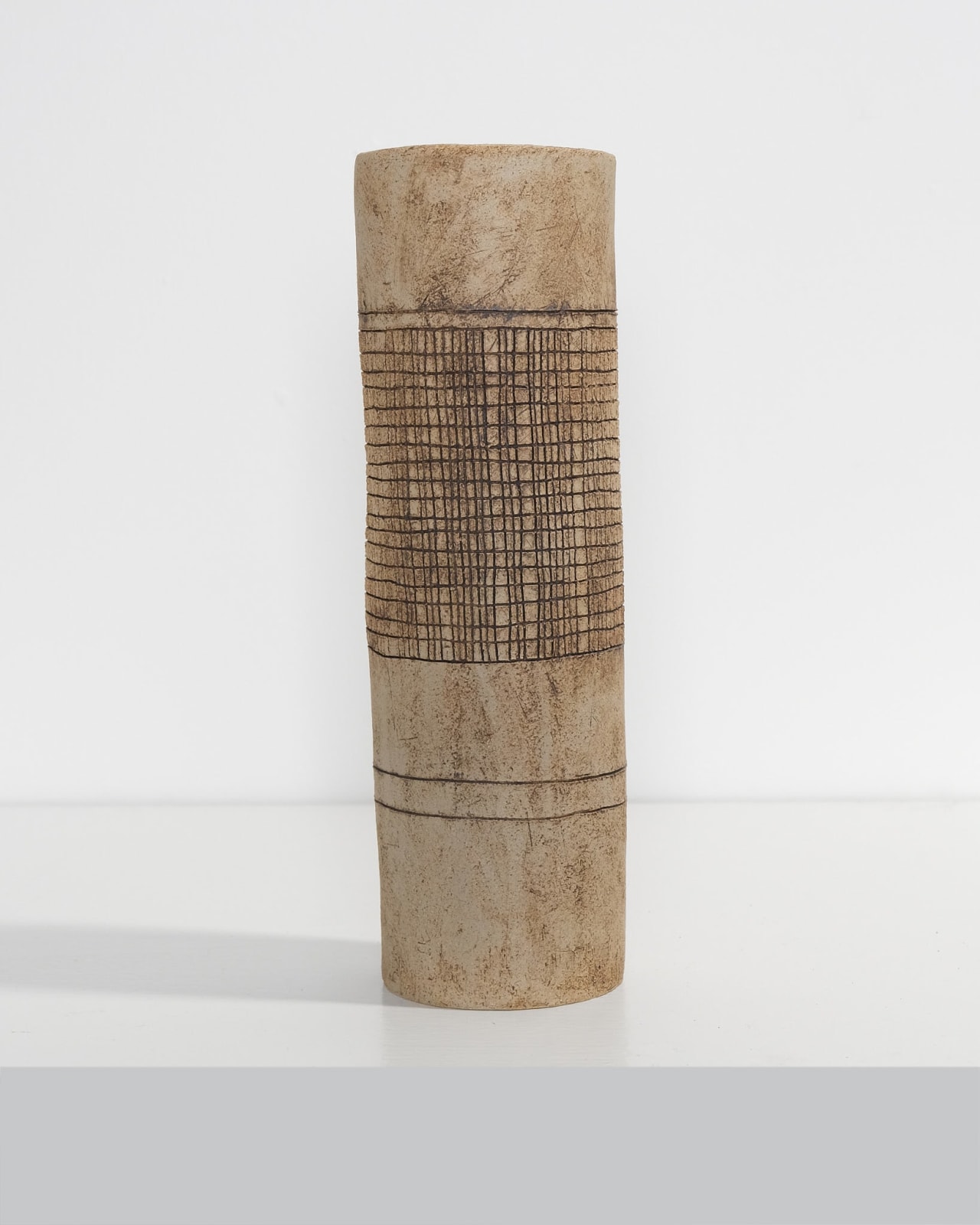 Jane Kite, Tall Vase with Crosshatch Sgraffito Detailing