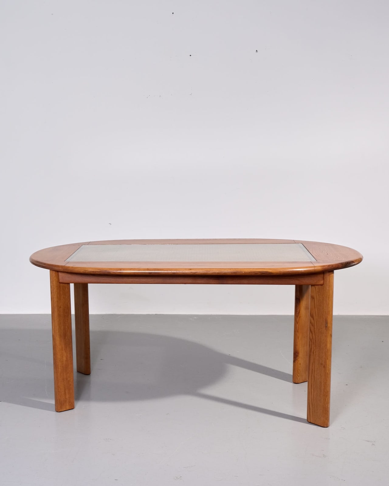 Italian, Dining Table with Woven Cane Panel