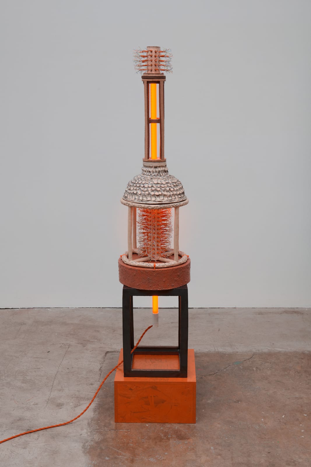 Dana Hemenway, Untitled (Column #2 - Hook Rug Orange), 2024