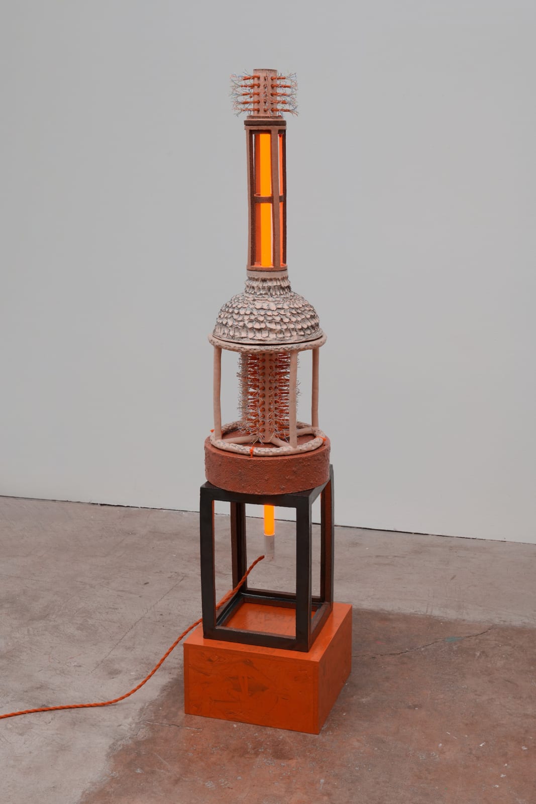 Dana Hemenway, Untitled (Column #2 - Hook Rug Orange), 2024