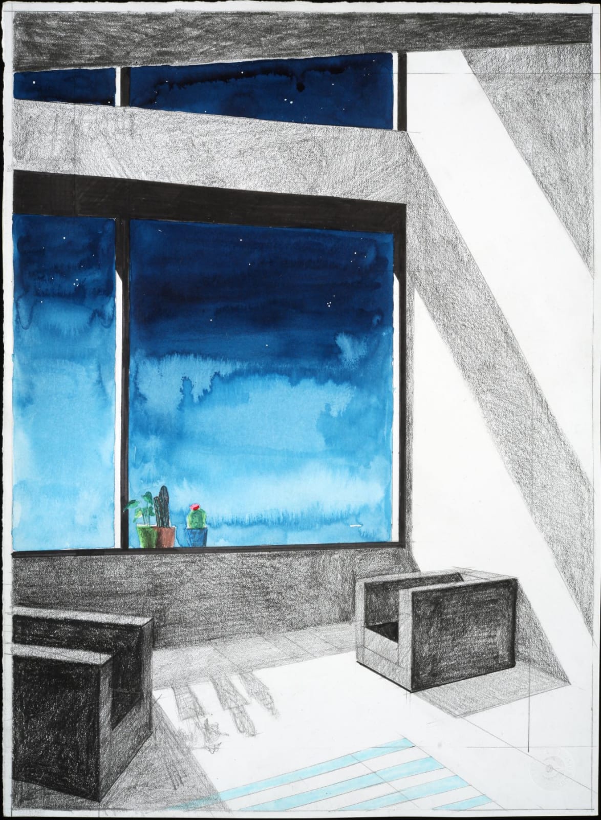 Erik Parra, Untitled (Window with Succulents), 2018