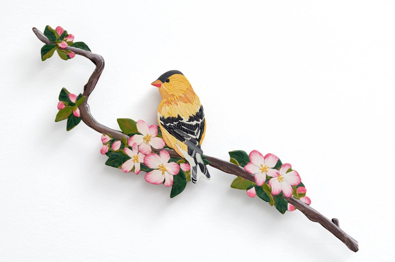 Bonnie Bishoff & J.M. Syron, Goldfinch with Apple Blossoms