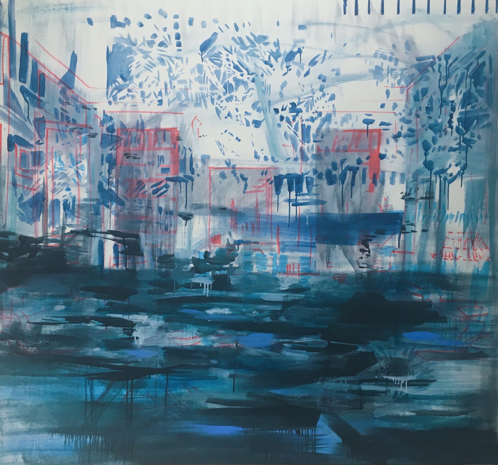 Elizabeth Schwaiger, Interior Red and Blue, 2019