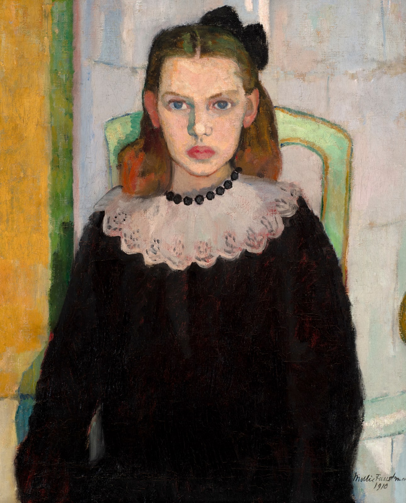 Mollie Faustman (1883-1966), Portrait of a girl in a black dress