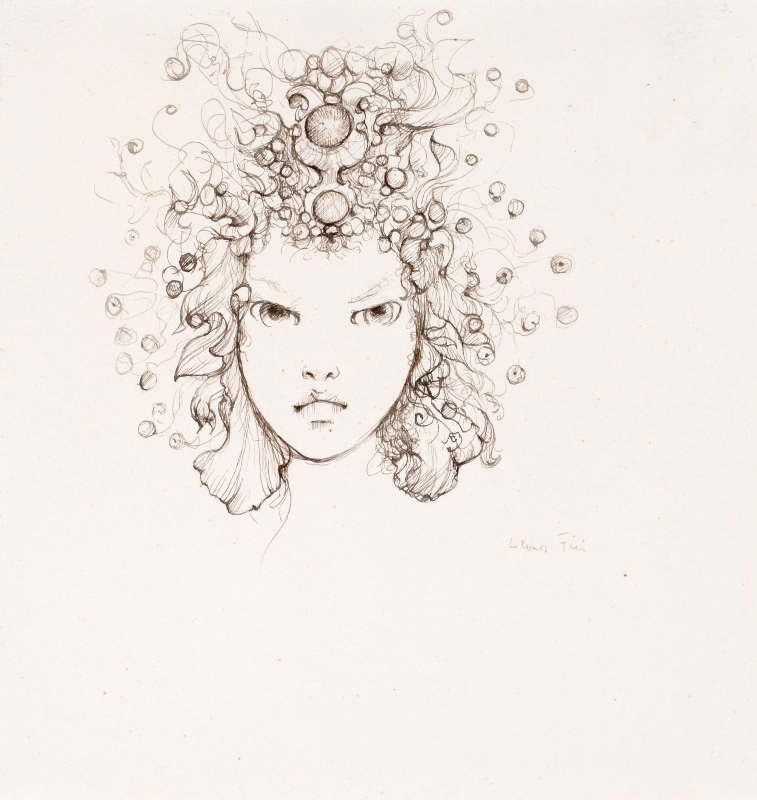 Leonor Fini (1907 – 1996), Female face, from the Book of Monelle