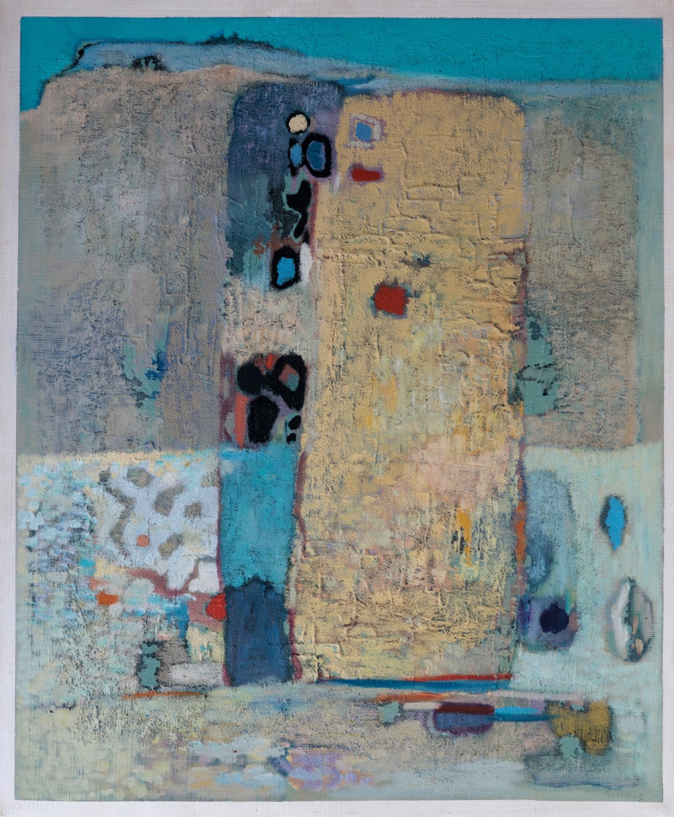 Abdelkader Guermaz, Composition abstraite en bleu et jaune