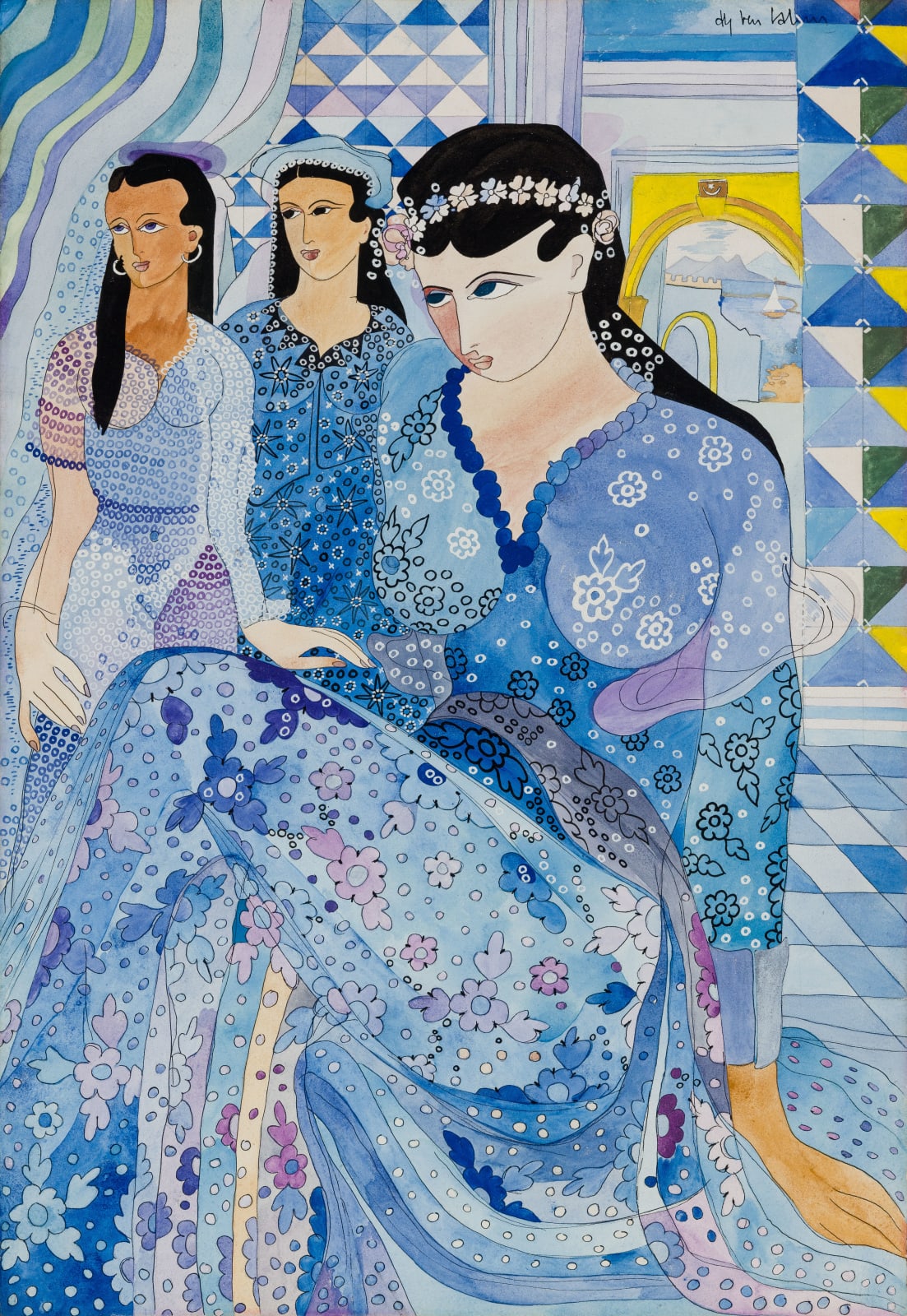 Aly Ben Salem, Three Women with a View , Circa 1950s
