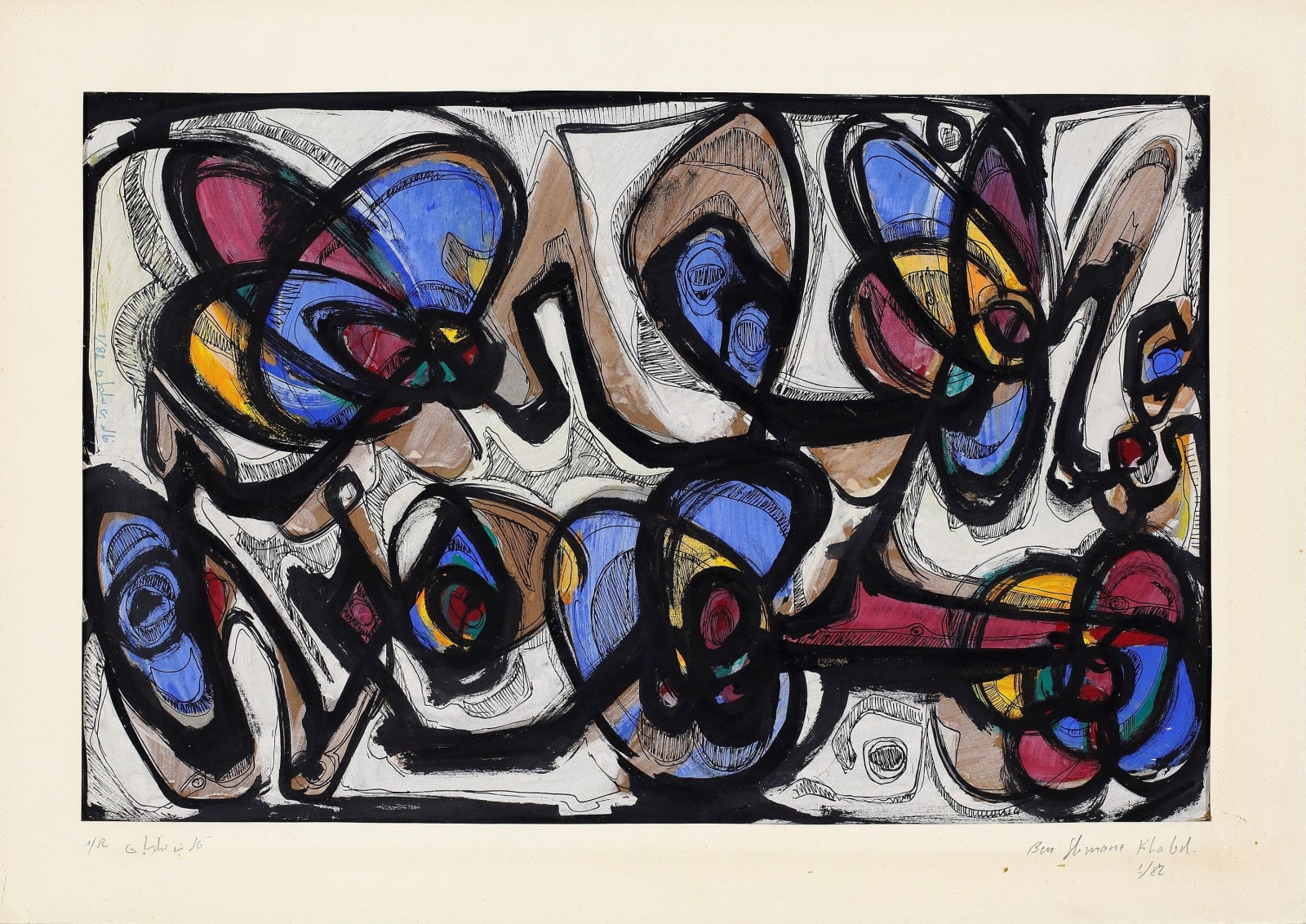 Khaled Ben Slimane, Settlement over cardboard no. 4, 1982