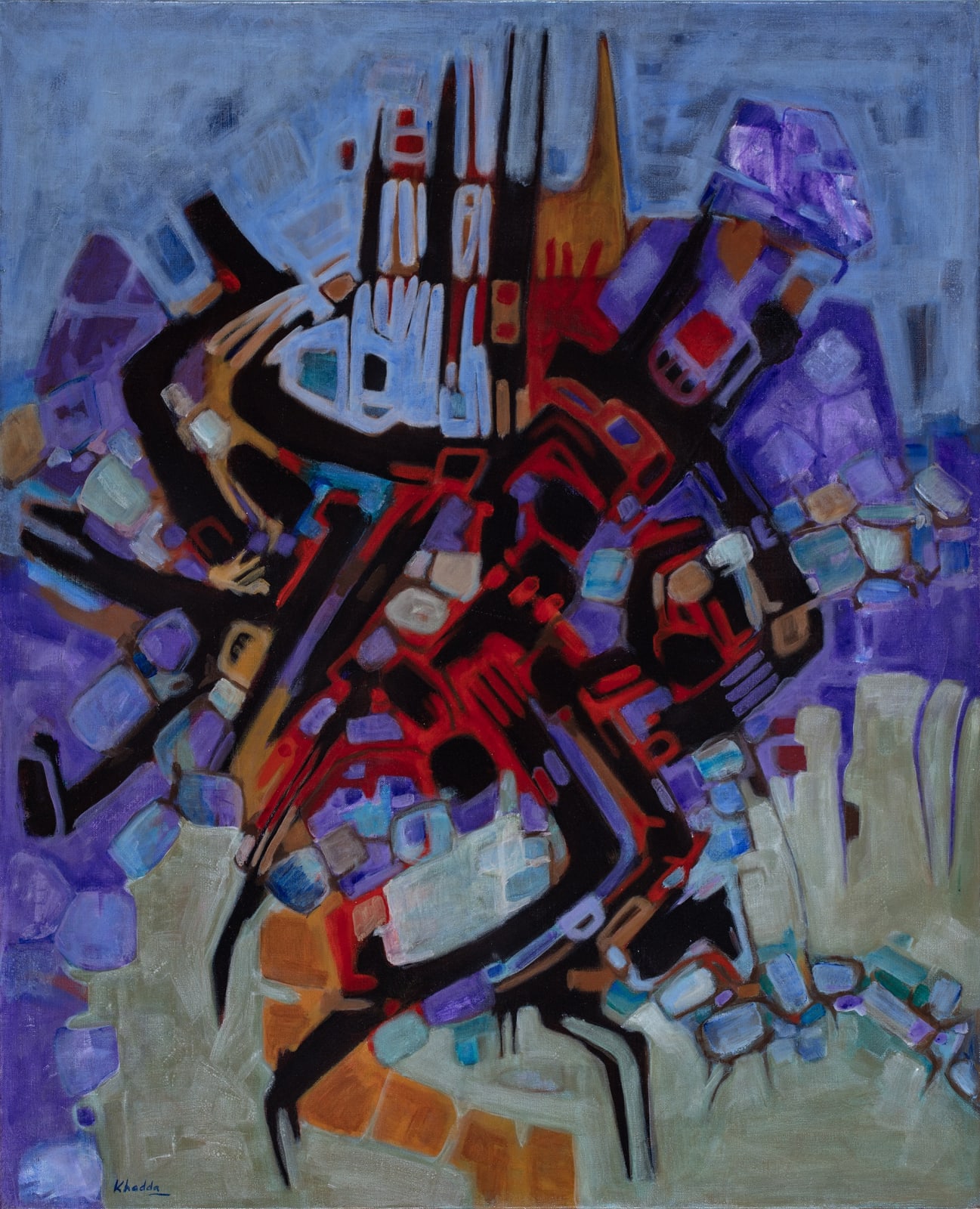 Mohammed Khadda, Composition abstraite, Circa 1970s