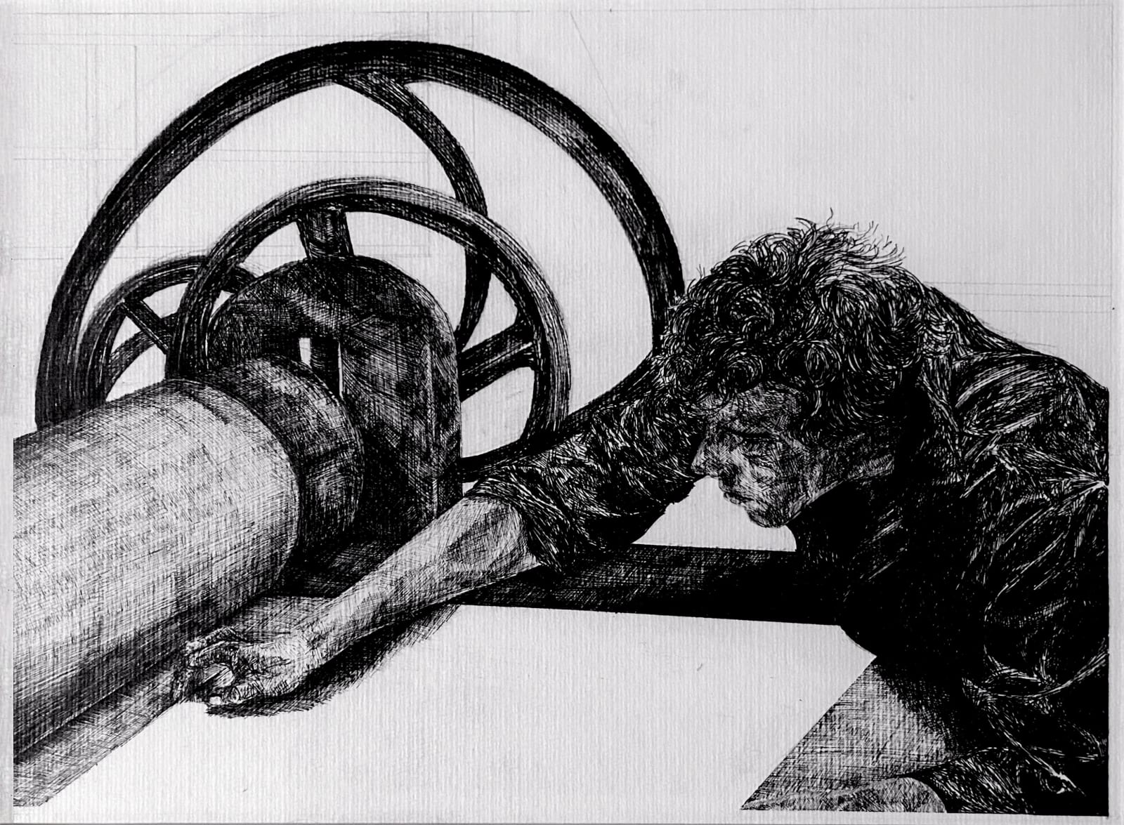 MAXIM VAN CAUWENBERGE, Self portrait while printing, 2025