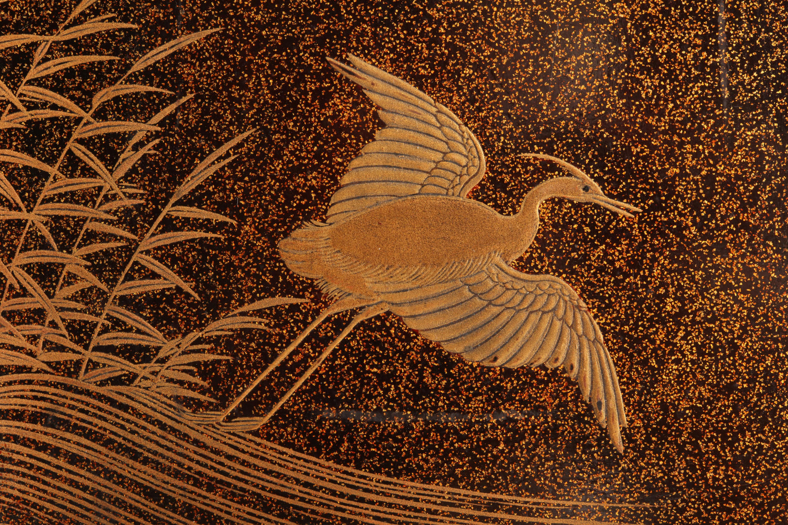 Maki-e Lacquer artist, Box for Writing Utensils with Design of Egrets and Waterwheel, ca 1800