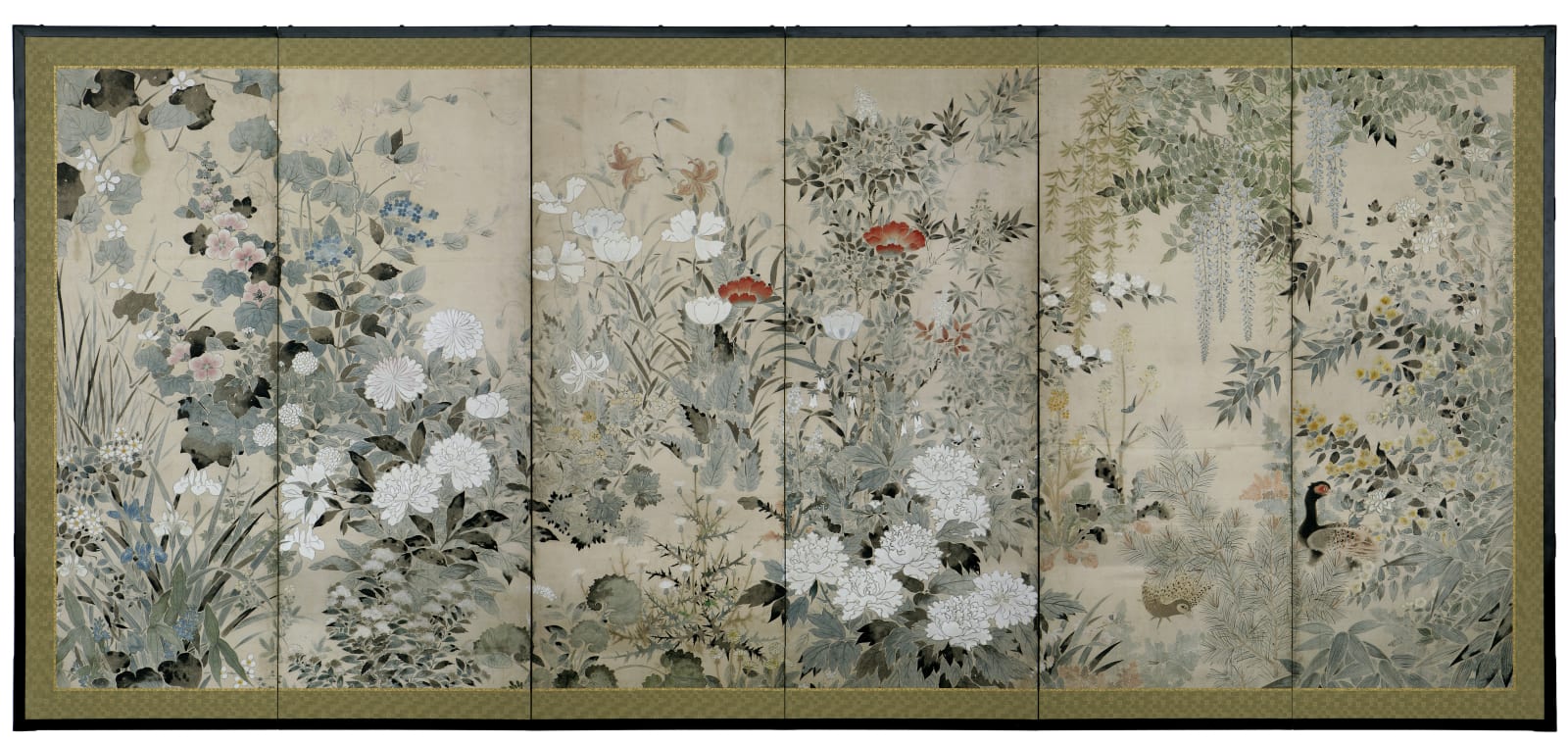 School of Ogata Korin, Birds and Flowers of the Four Seasons, early 18th century