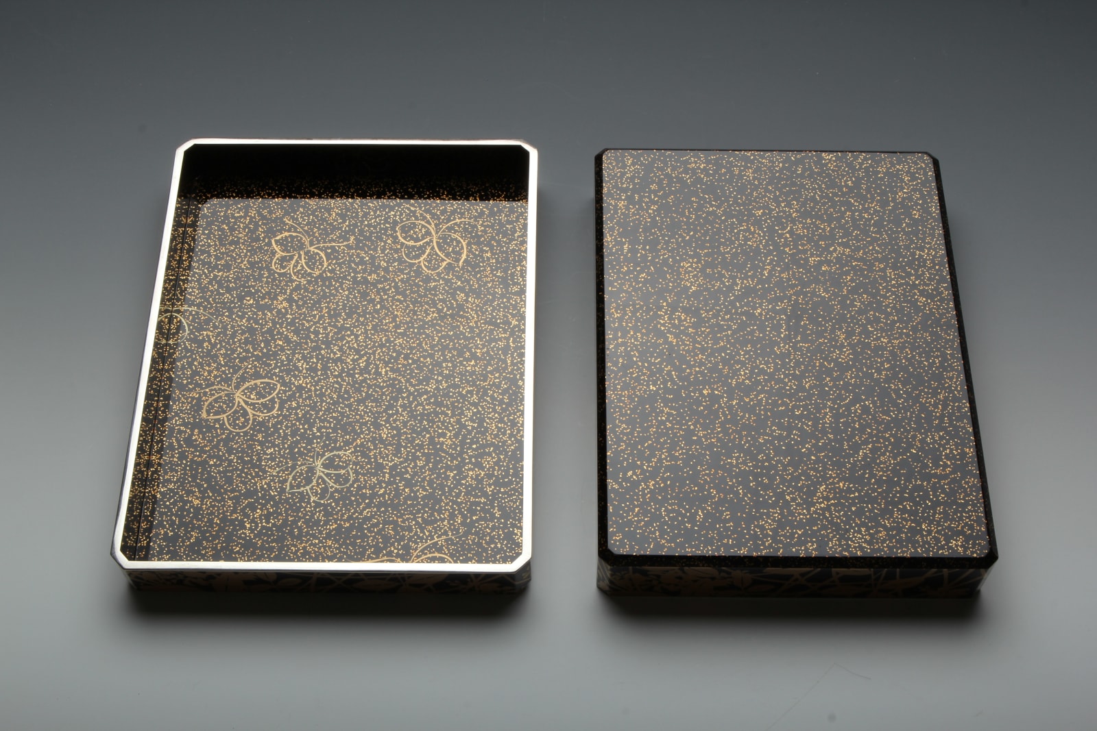 Miyazaki Heiando, Set of Writing Box and Document Box with Poem, Grasses and Flowers, 1920s
