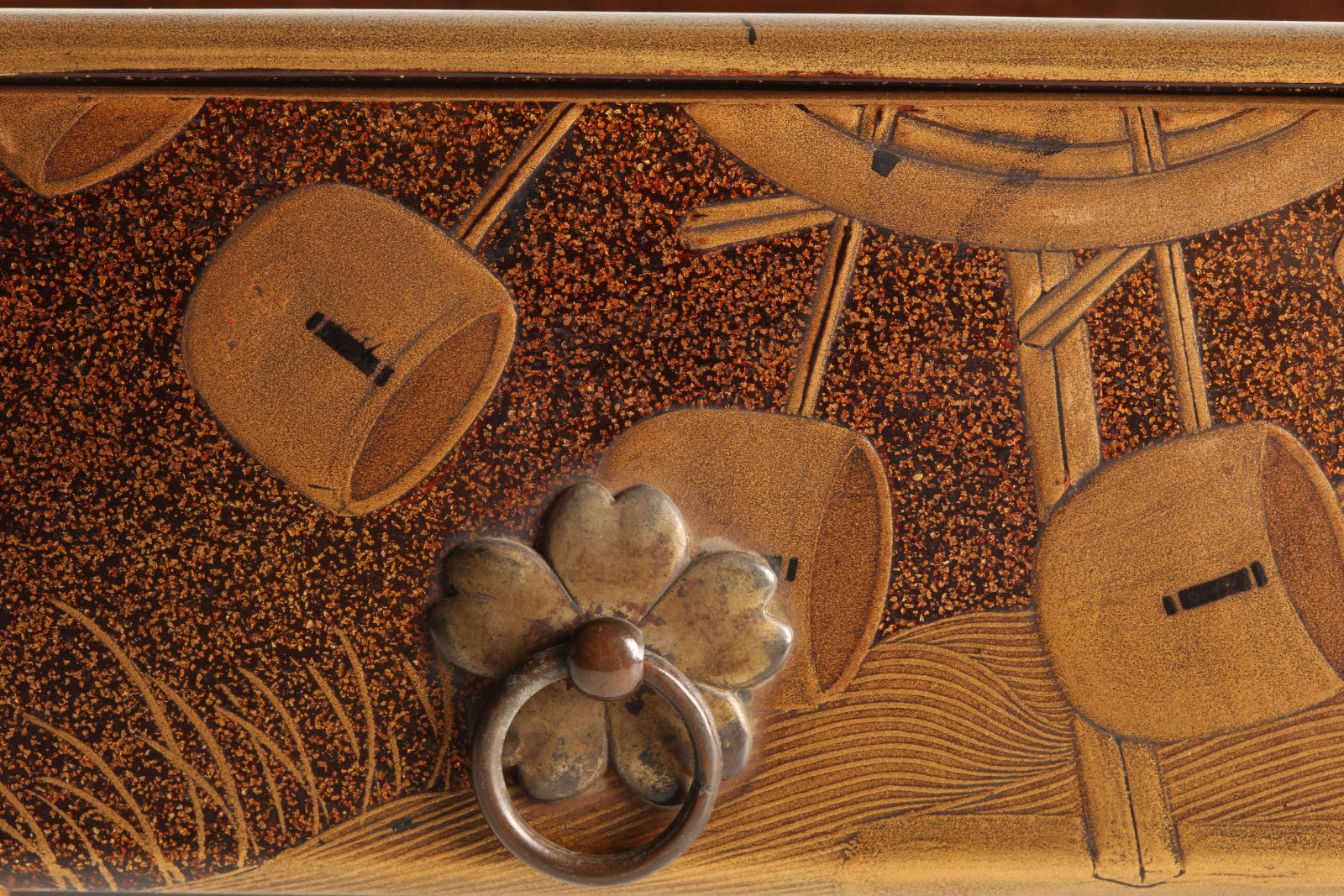 Maki-e Lacquer artist, Box for Writing Utensils with Design of Egrets and Waterwheel, ca 1800
