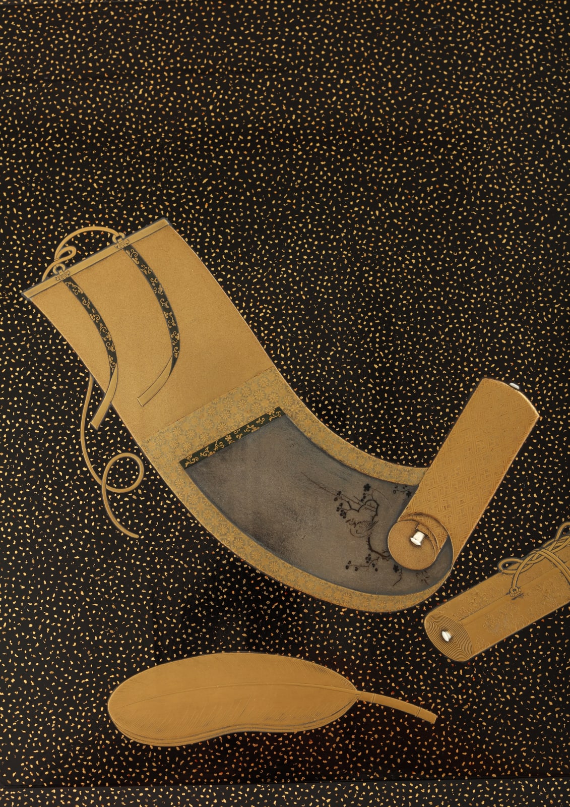 Writing Box with Hanging Scroll, Handscroll, and Feather Duster , 18th century